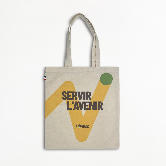 Totebag Bpifrance - Vue de face, 100% coton SEDEX, dimensions 38x42 cm - Big Boutique Bpifrance.