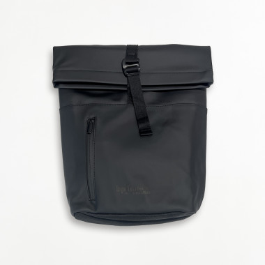 Sac à dos noir Bpifrance - Vue de face, dimensions roulé 40x28 cm, 12L - Big Boutique Bpifrance.