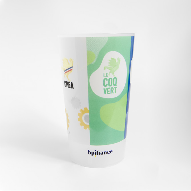 Gobelet Bpifrance - Vue de dos, écocup 33cl, fabriqué en France - Big Boutique Bpifrance.